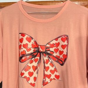 Old Navy Pink Graphic Tee with Red Heart Bow